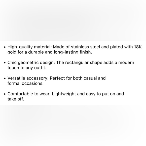 Square Hoop Earrings 18k Gold Plated NWOT lightweight - Picture 9 of 9